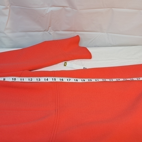 J.Crew Size 2 Bell Sleeve Crepe Midi Dress Coral Papaya A-line Exposed Zipper - Picture 11 of 13
